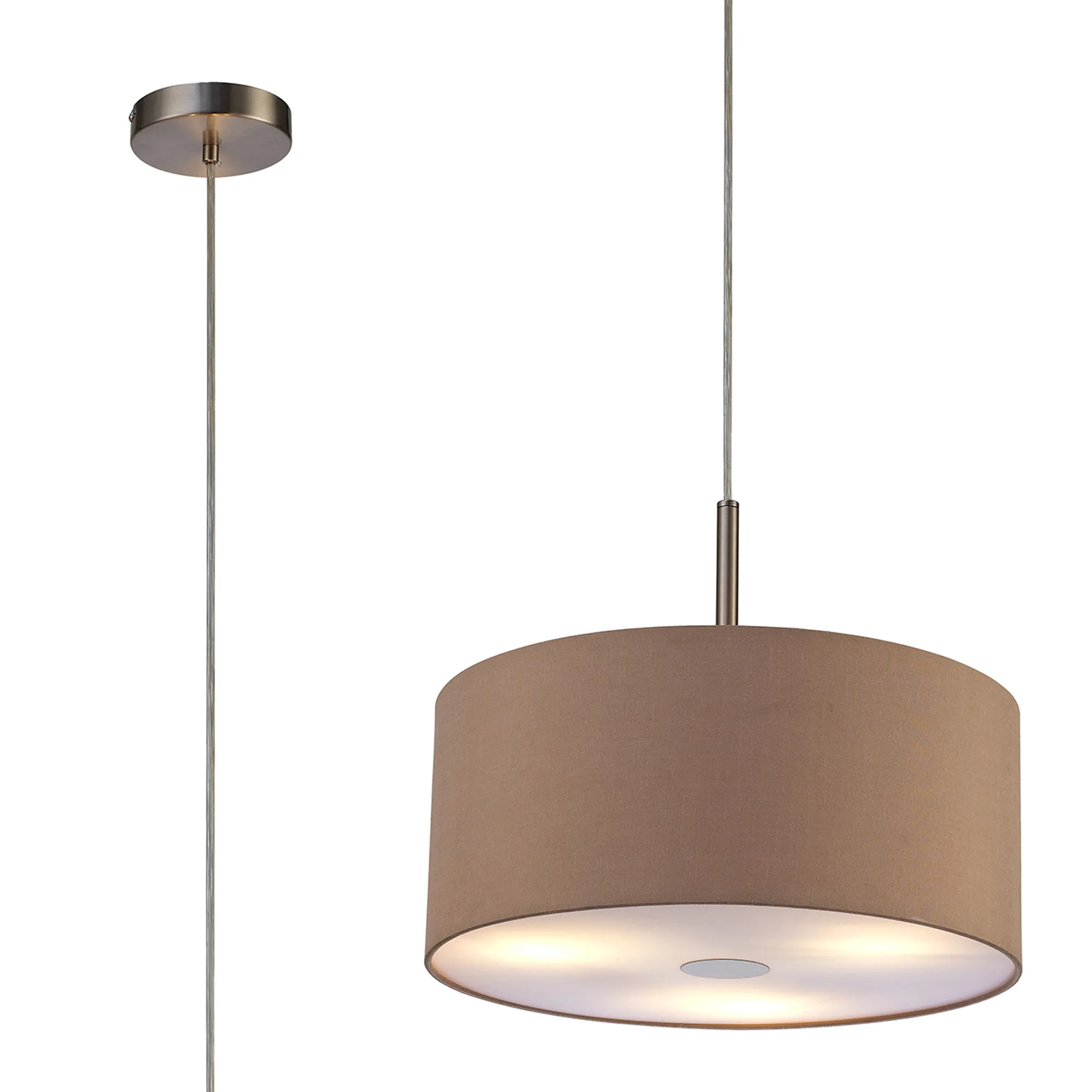 Baymont 40cm 3 Light Pendant Satin Nickel, Antique Gold/Ruby, Frosted Diffuser